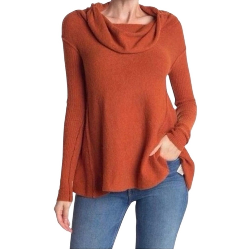 Free People Orange Cowl-Neck Sweater